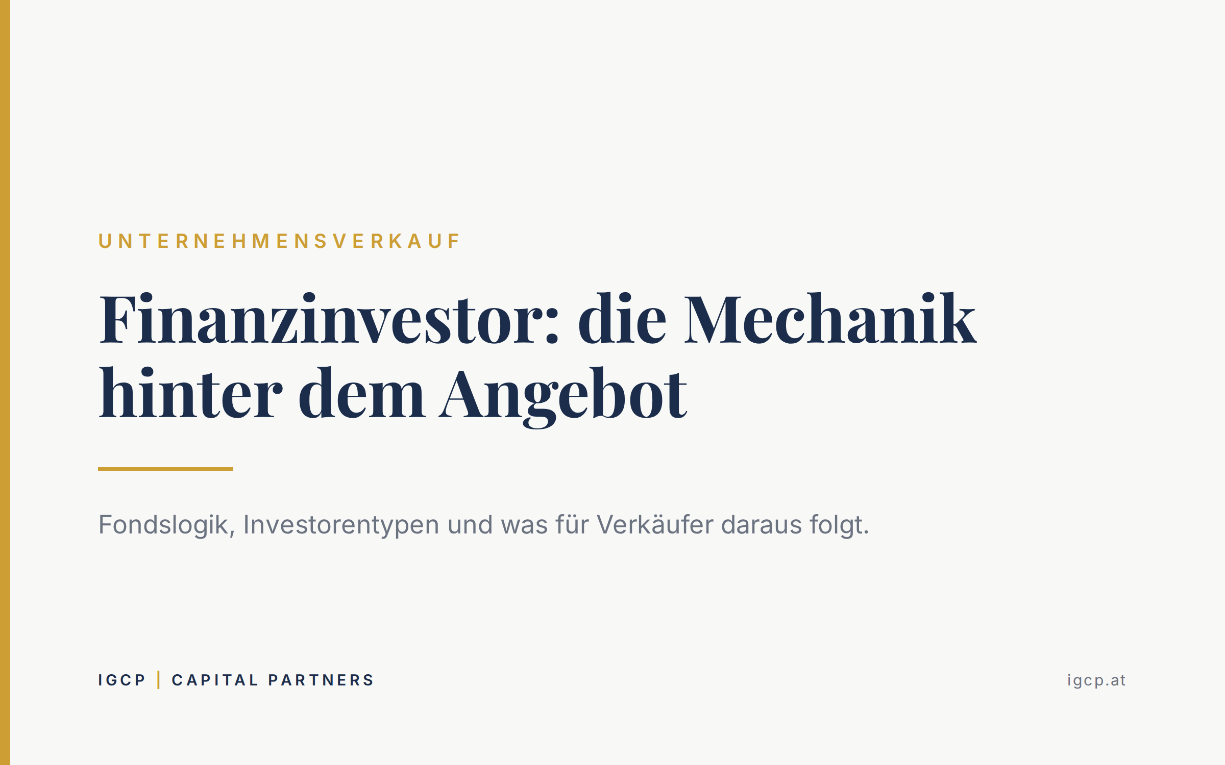 Titelbild zum Beitrag: Finanzinvestor: Fondslogik, Investorentypen und was daraus für Verkäufer folgt