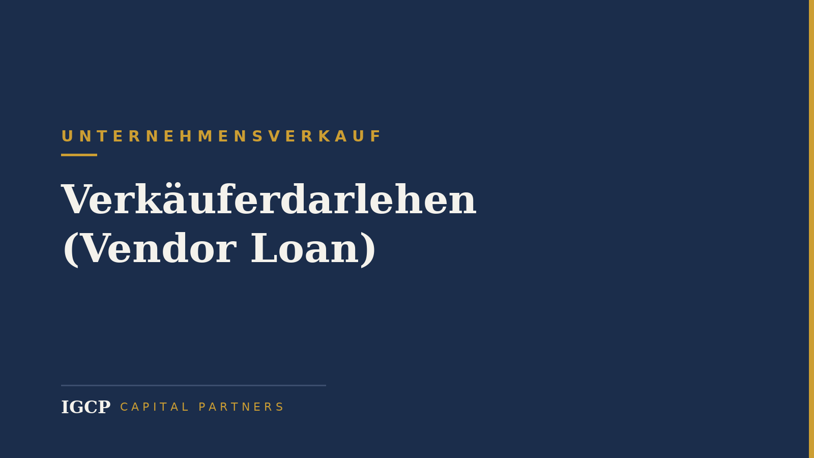 Verkäuferdarlehen (Vendor Loan): Funktion, Risiken und faire Gestaltung
